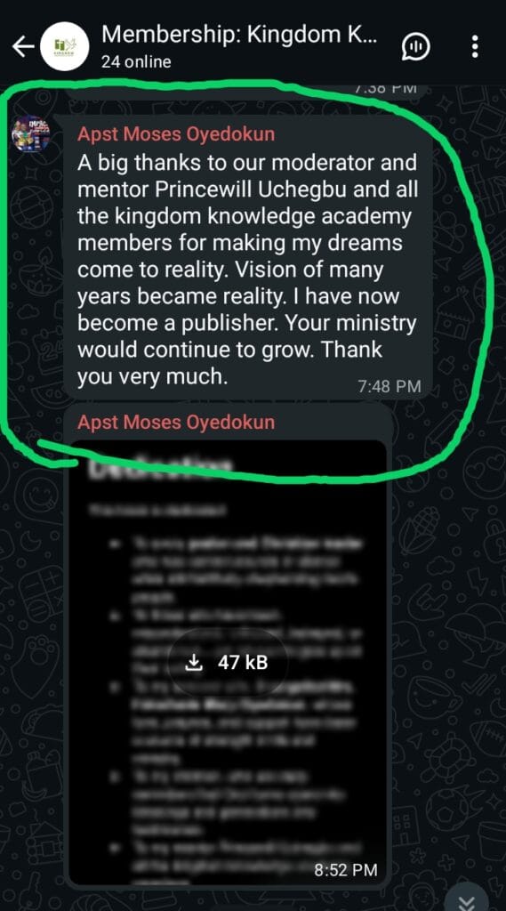 Testimonies from Kingdom Knowledge Academy - Apostle Moses