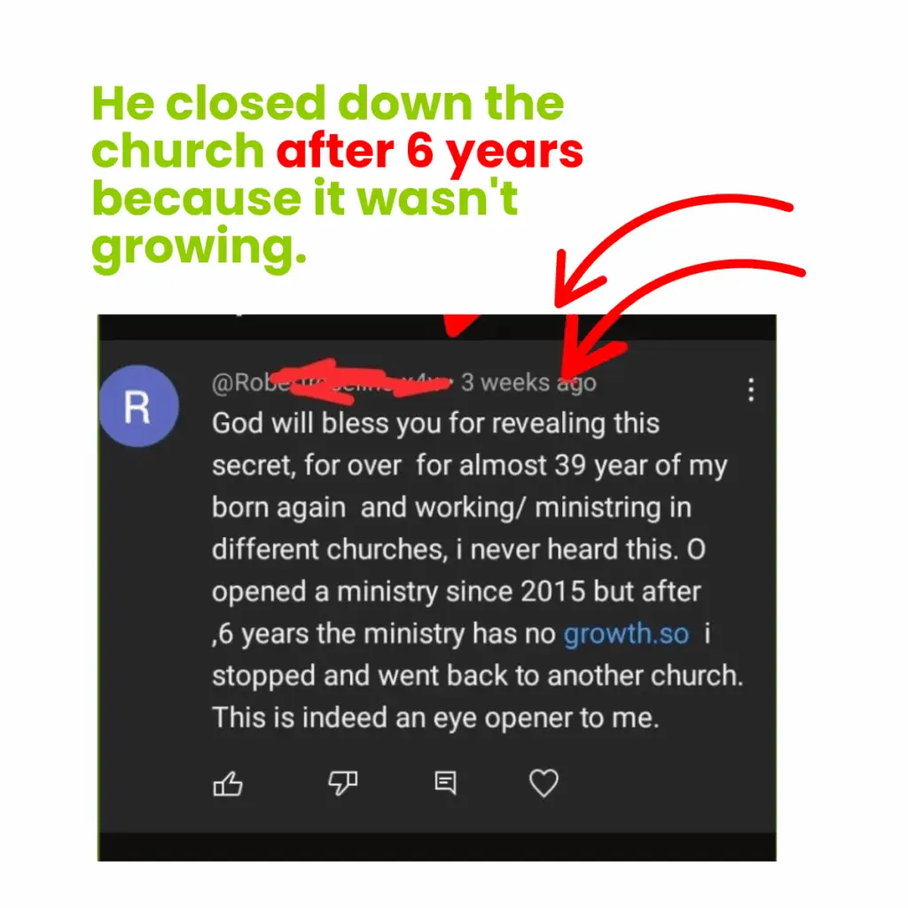 Kingdom knowledge Academy He closed down the church after 6 years because it wasn't growing.